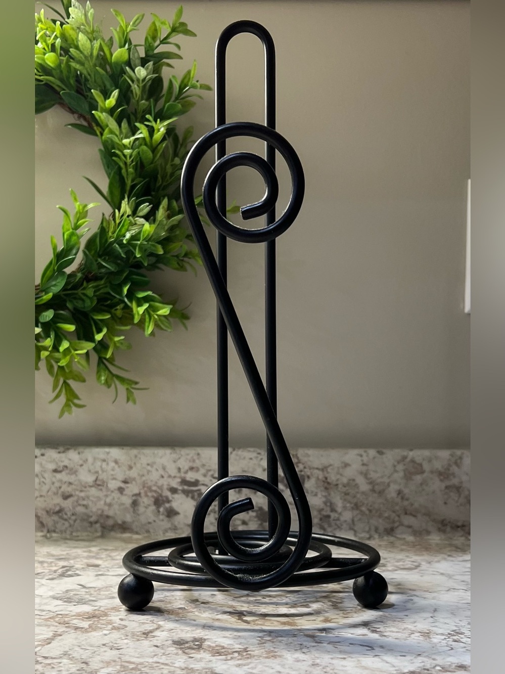 Black Scroll Paper Towel Holder